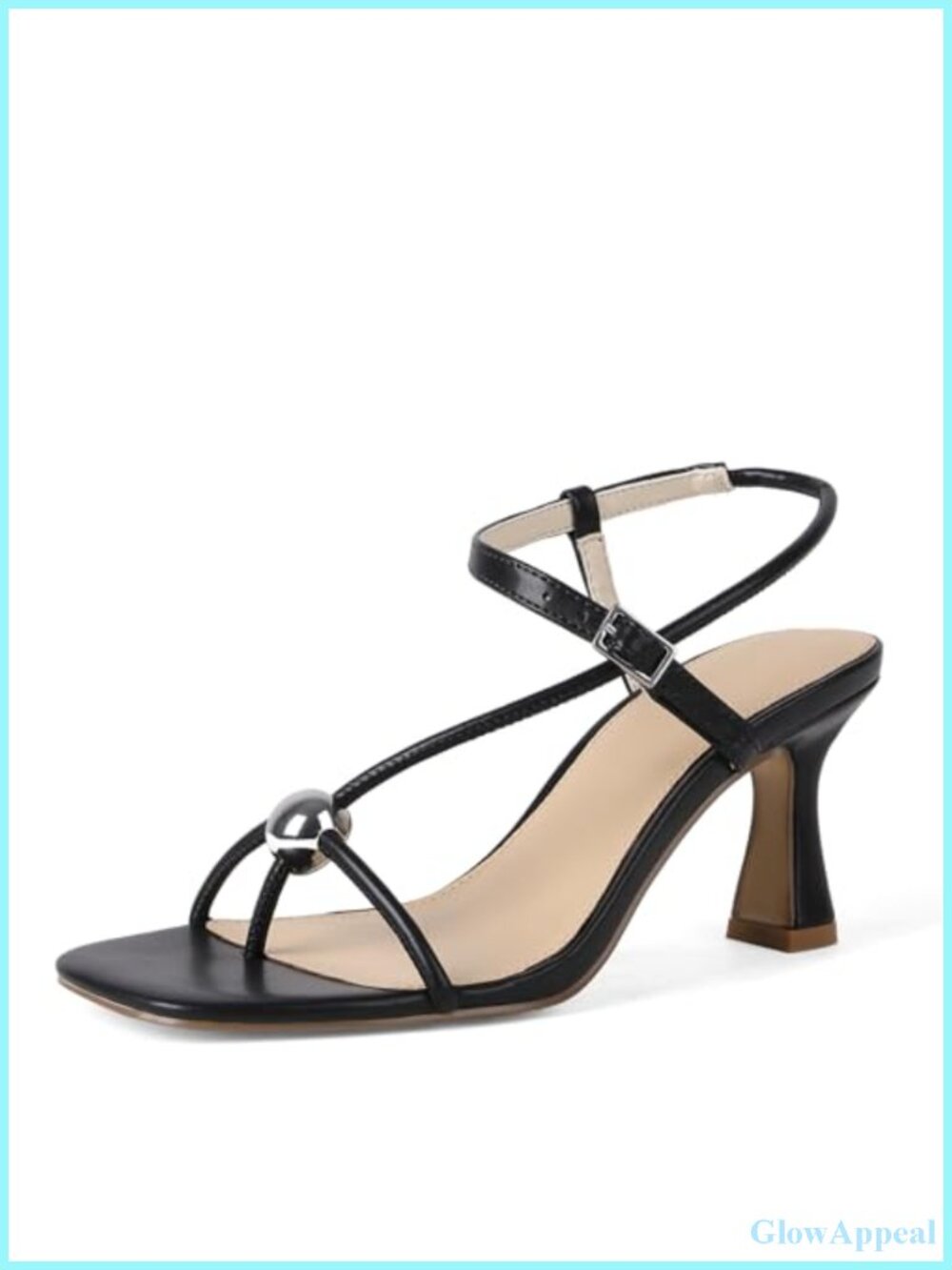 Kitten Heel Sandals Square Open Toe Slingback Ankle Strap